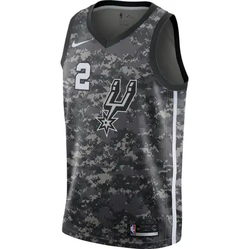 Nike NBA SW Fan Edition Kawhi Leonard San Antonio Spurs Leonard No. 2 City Edition Solid Color Alphabet Number Printing Comfortable Sports Basketball Vest Same Style for Men and Women Black