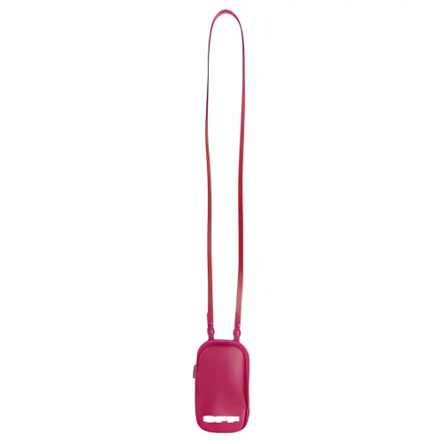 OFF WHITE Calfskin One Shoulder Crossbody Cell Phone Pouch Unisex Rose Red