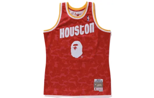 Bape X Mitchell & Ness Rockets Camo Basketball Swingman Jersey