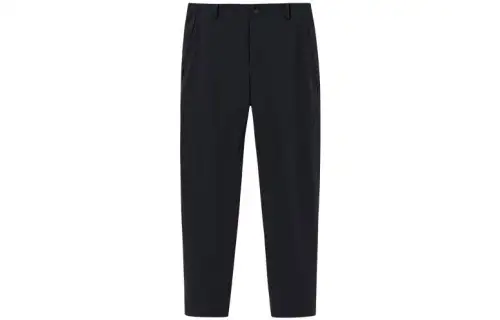 Anta Champion Collection, Solid Color Mid Rise Straight Fit Thickened And Fleece Lined Casual Pants Men's Basic Black