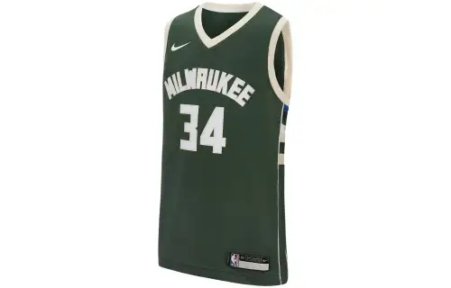 Nike Youth Retro Basketball Vest SW Fan Edition 20th Season Milwaukee Bucks Antetokounmpo No. 34 Boys Green