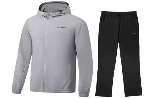 Li Ning Casual Sportswear Men's Gray+Black Hooded Moderate