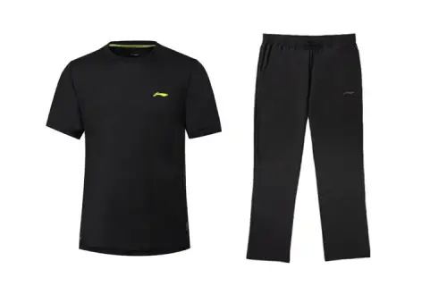 Li Ning Casual Sportswear Men's Black Crew Neck Moderate