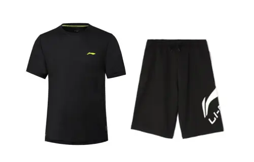 Li Ning Casual Sportswear Men's Black Crew Neck Moderate