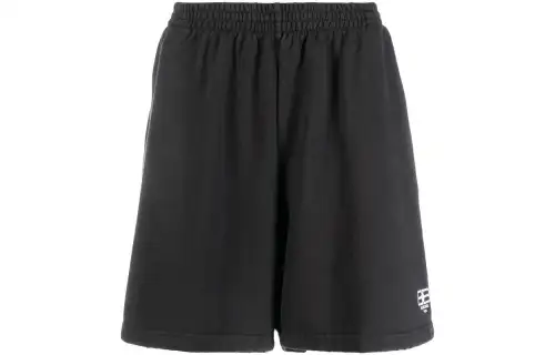 Balenciaga BB Paris Icon Casual Shorts Men's Black Moderate