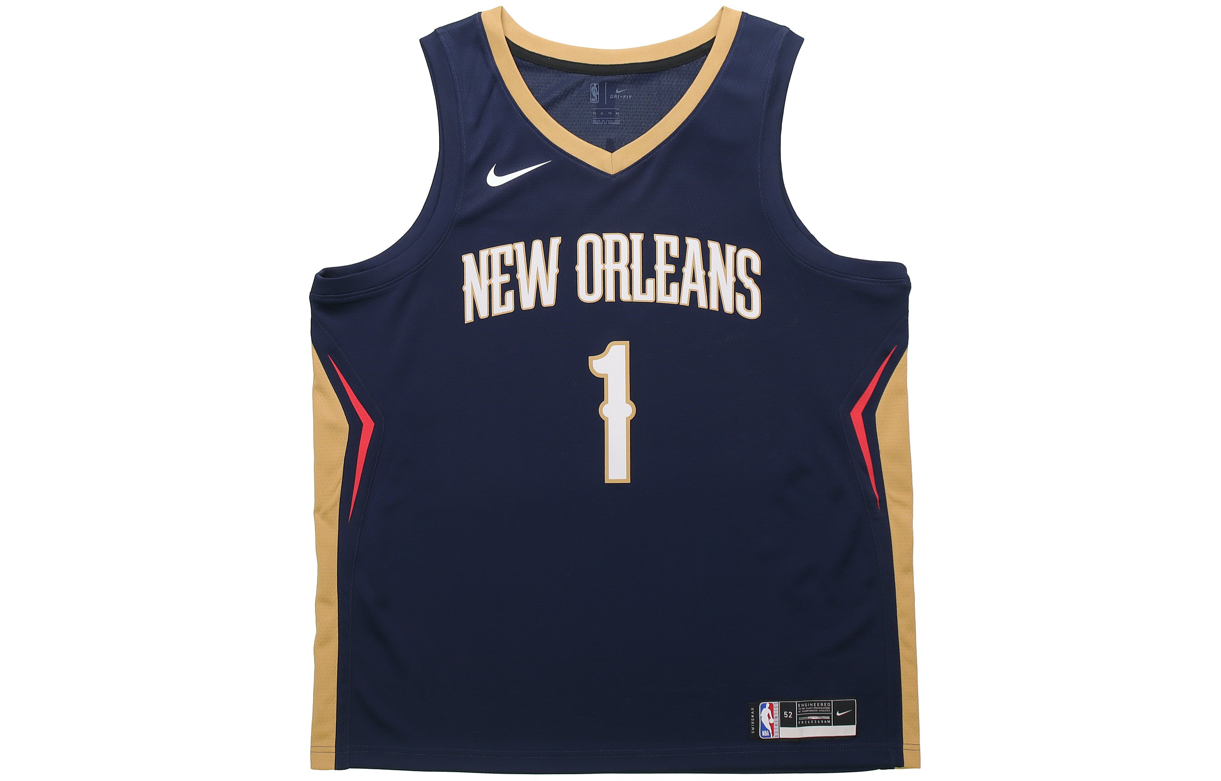 Nike NBA Swingman Jersey SW Fan Edition Basketball Jersey 2020 Season New Orleans Pelicans Williamson No. 1 Men's University Dark Blue