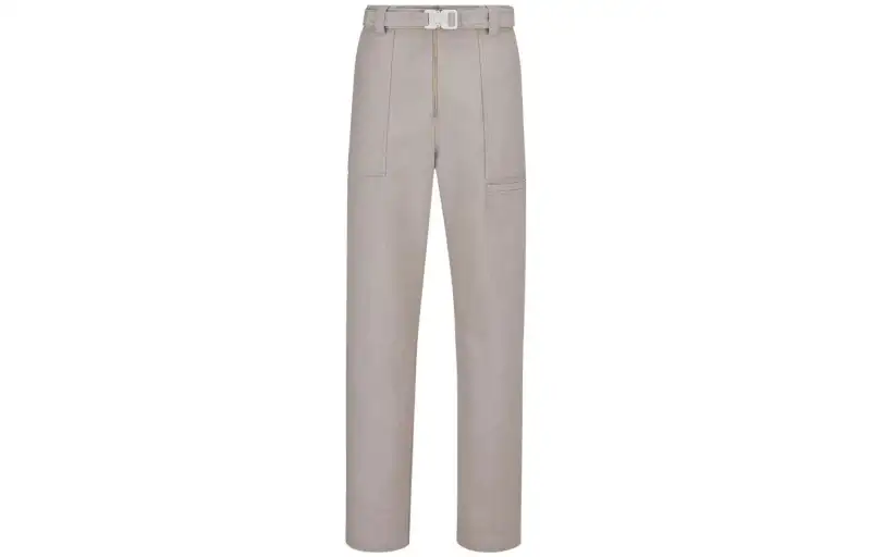 DIOR Casual Pants Men's Gray Moderate Straight Fit Pants