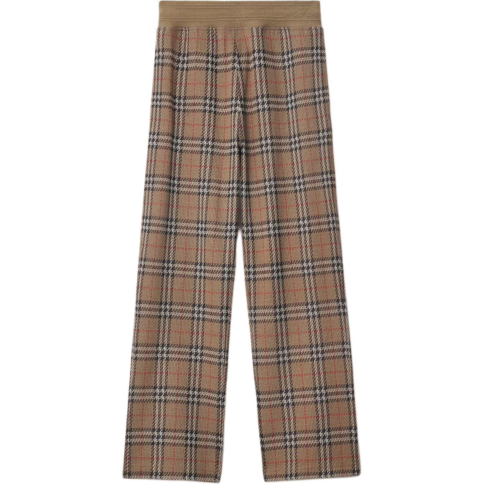 Burberry Burberry SS25 plaid cotton blend trousers casual pants men's nut color