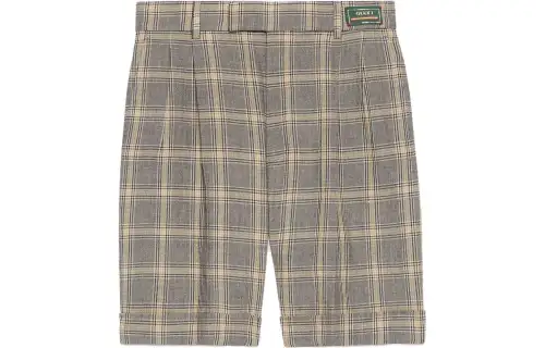 GUCCI Cuffed Plaid Shorts Grey/Beige