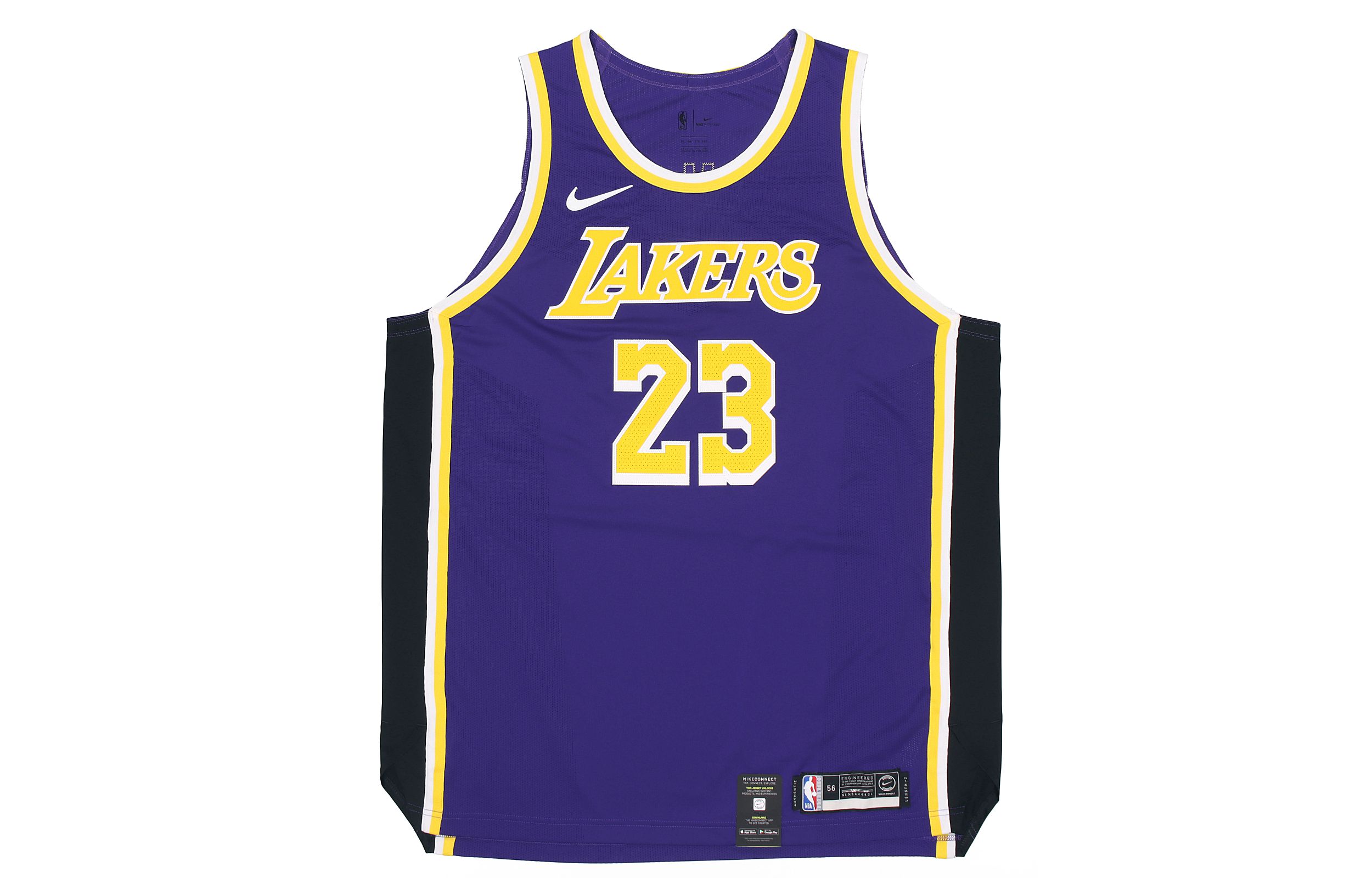 Nike NBA Authentic AU Player Edition Los Angeles Lakers LeBron James No. 23 Spliced contrasting letters Logo digital print sleeveless basketball vest men's purple