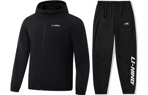 Li Ning Casual Sportswear Men's Black Hooded Moderate