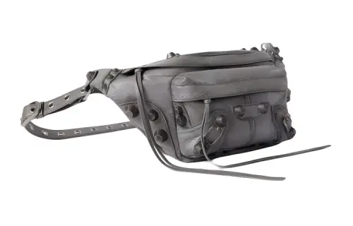 Balenciaga Leather With Lambskin Fanny Pack Men's Gray