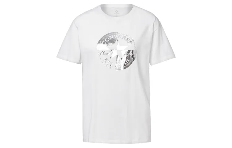 Converse Crop Tops Women's White Crew Neck Moderate