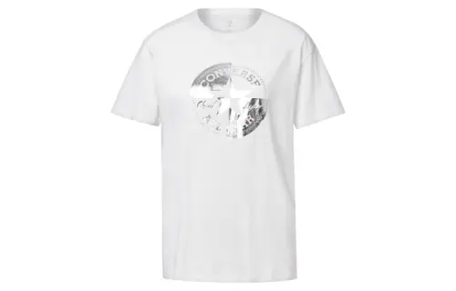 Converse Crop Tops Women's White Crew Neck Moderate