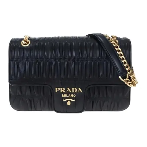 PRADA Calfskin Shoulder Bag, Crossbody Bag Women's Black