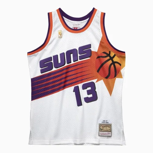 Mitchell & Ness NBA SW Fan Edition 96-97 Season Suns Nash No. 13 Retro Sports Comfortable Breathable Sleeveless Basketball Vest Same Style for Men and Women White