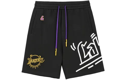 JACK JONES Jack Jones × NBA JACK&JONES x Lakers NBA joint model Lakers graffiti letter print five-point light color style summer high street boys' basketball pants American casual shorts men's black