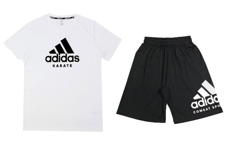 Adidas, sports breathable short sleeve T-shirt with letters, shorts, trousers, sports suit, loose straight fit, men's style