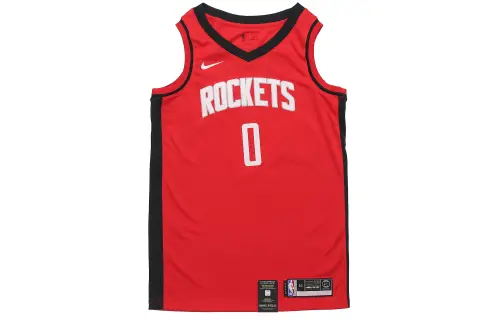 Nike NBA Rockets Russell Westbrook No. 0 Away Sports Basketball Jersey Men's Red