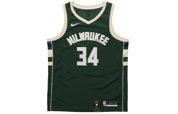 Nike NBA SW Fan Edition Milwaukee Bucks Antetokounmpo Antetokounmpo No. 34 Basketball Vest Men's Fir Green