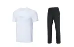 Li Ning Casual Sportswear Men's Clothing Sets White+Black Crew Neck Moderate