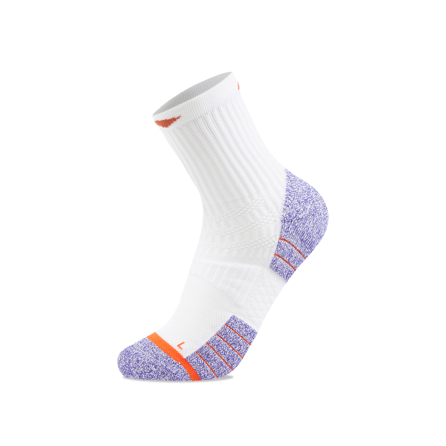 Li Ning Running Collection Crew Socks Unisex 1 Pack White/Fluorescent Starlight Purple