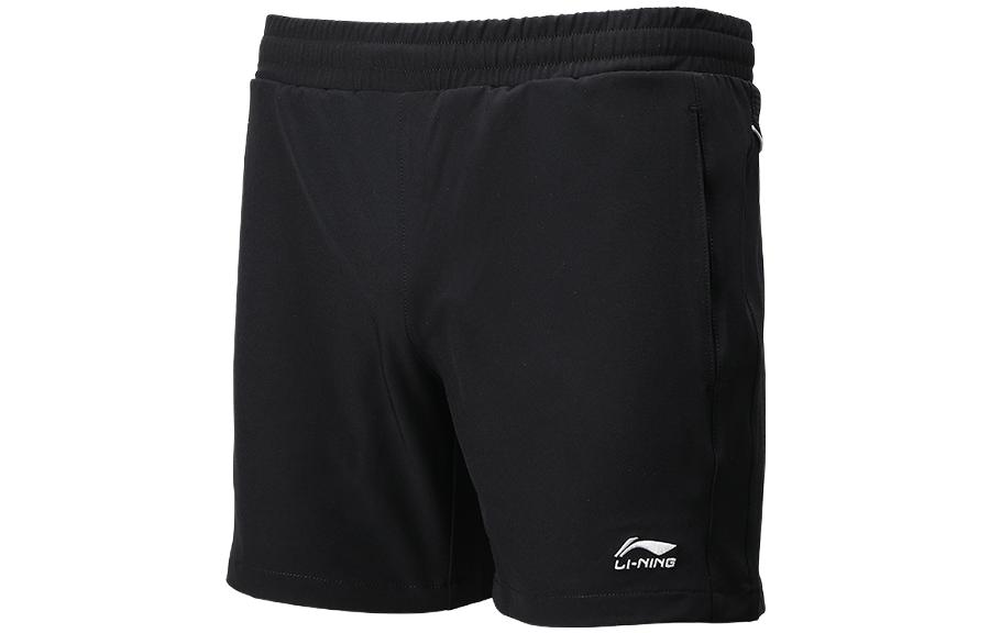 Li Ning Swimming Shorts Men's Black Moderate Square Leg Swim Trunks