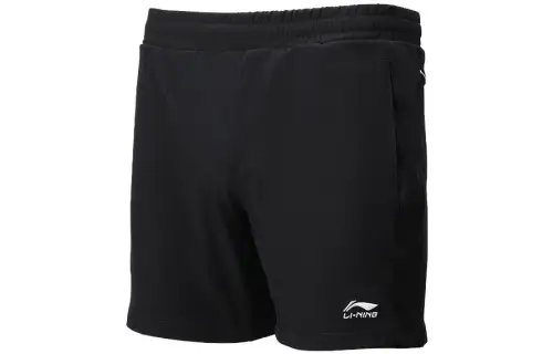 Li Ning Swimming Shorts Men's Black Moderate Square Leg Swim Trunks