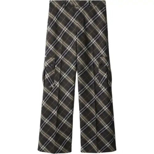 Burberry Checked Wool Tailored Trousers