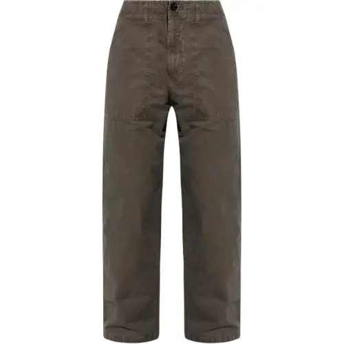 STONE ISLAND Logo Patch Straight Leg Pants
