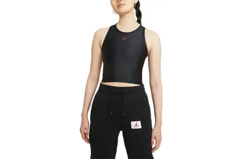 Jordan ESSENTIAL Tank Tops Women's Black Crew Neck Moderate Racerback