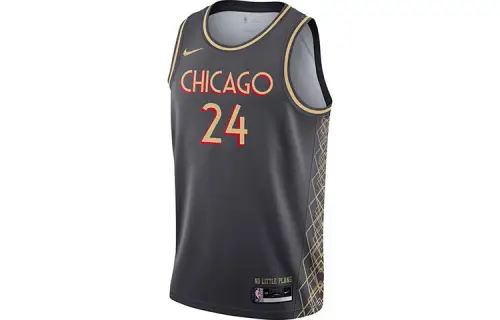 Nike NBA City Edition Loose and Comfortable Sports Jersey SW Fan Edition Chicago Bulls Lauri Markkanen No. 24 Basketball Vest Men's Anthracite