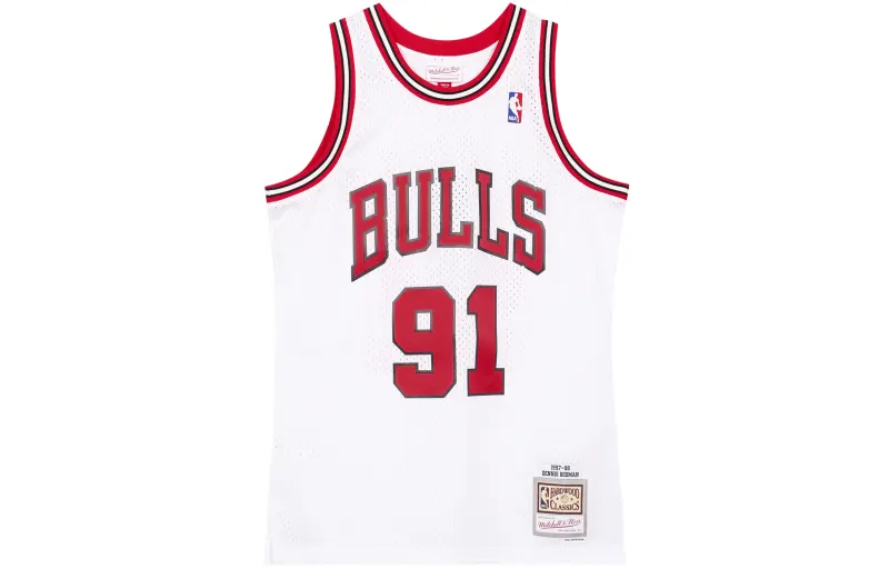 Mitchell & Ness NBA Chicago Bulls SW Fan Edition 97-98 Season Dennis Rodman No. 91 Retro Comfortable Sports Basketball Vest Unisex White