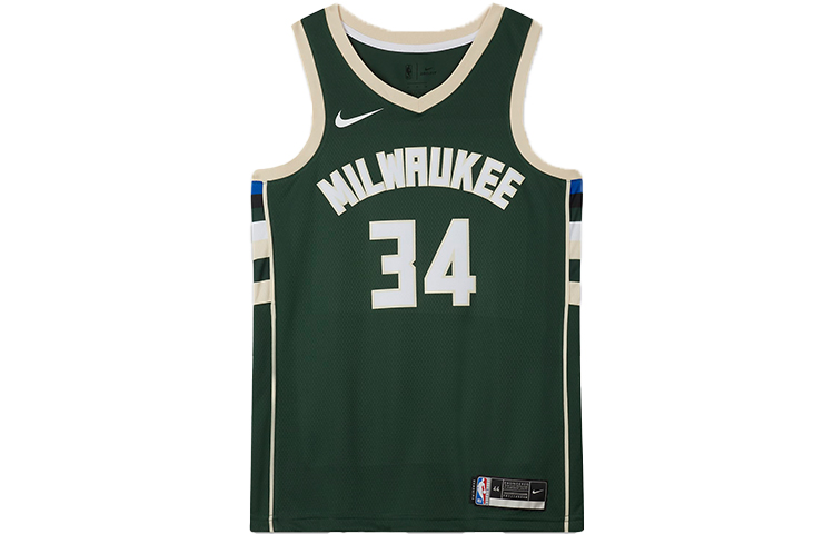 Nike NBA Basketball SW Fan Edition 19-20 Season Milwaukee Bucks Antetokounmpo Antetokounmpo No. 34 Basketball Vest Men's Green