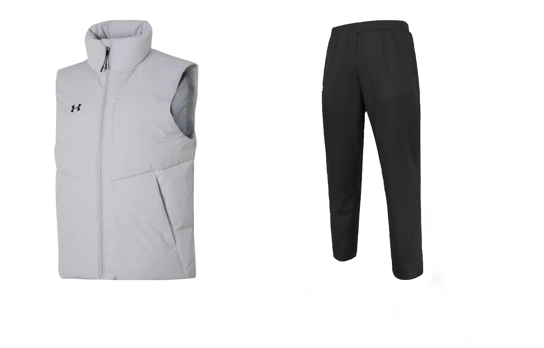 Under Armour Casual Sportswear Men’s Set Gray+Black Stand Collar Thin
