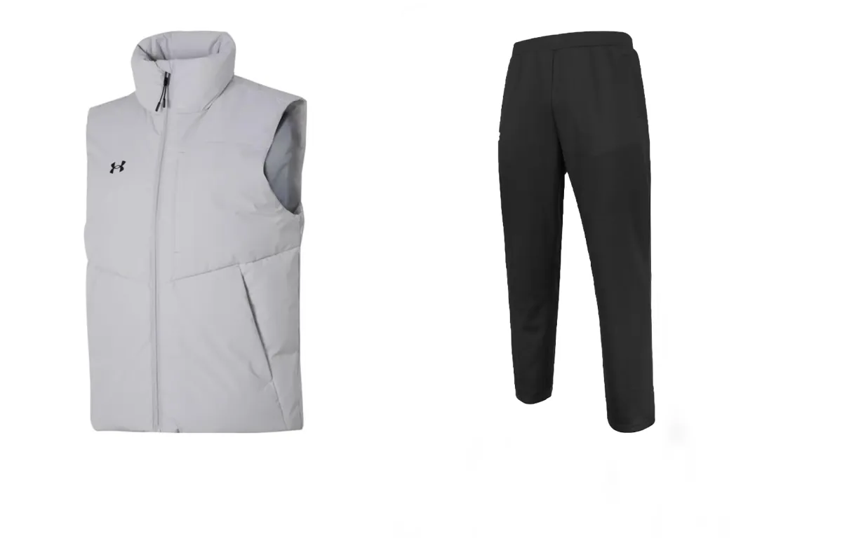 Under Armour Casual Sportswear Sets Men's Set (Gray+Black) Stand Collar Thin