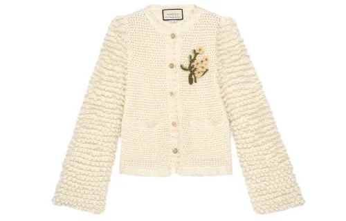 【RunwayPrevious Season】crochet-flower knitted cardigan
