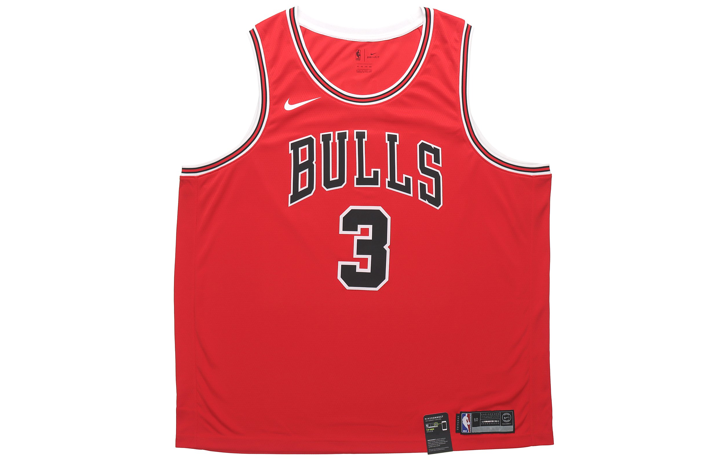 Nike NBA Retro Sleeveless Breathable Basketball Vest Jersey SW Fan Edition Chicago Bulls Wade No. 3 Men's Red