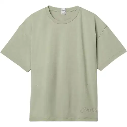 ASICS T Shirts Unisex Green Crew Neck Moderate