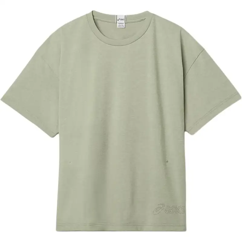 ASICS T Shirts Unisex Green Crew Neck Moderate