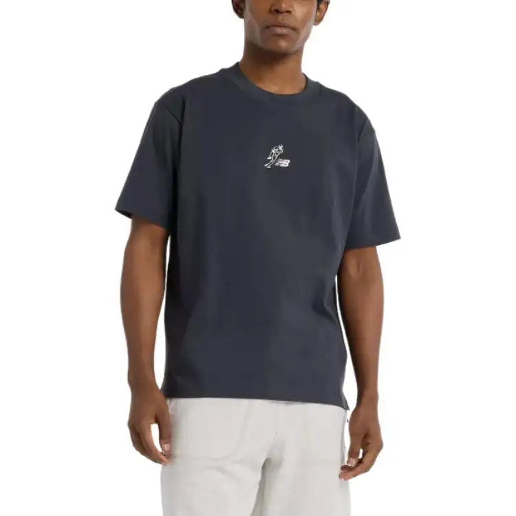 New Balance SS25 Comfortable Crew Neck Solid Color Short Sleeved Baseball T Shirt Unisex Black Gray