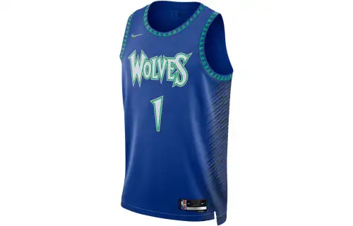 Nike NBA Sports Basketball Vest SW Fan Edition 2021-22 Season Minnesota Timberwolves Edwards No. 1 Men's Blue