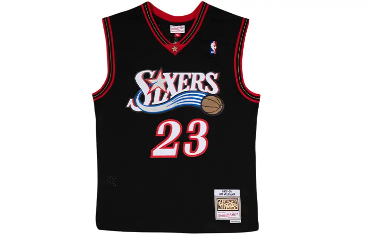 Mitchell & Ness NBA Breathable Sleeveless Fit Retro Sports Basketball Vest SW Fan Edition 05-06 Season 76ers Williams No. 23 Unisex Black