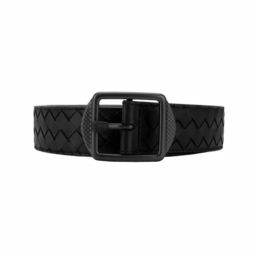 Bottega Veneta Lambskin Leather Belts Men's Black Width 3.5cm