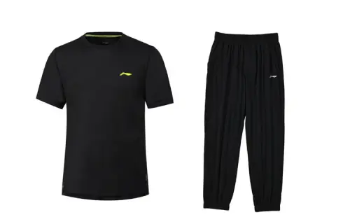 Li Ning Casual Sportswear Men's Black Crew Neck Moderate