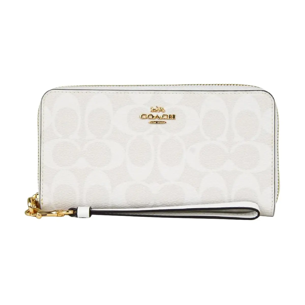 COACH Zip Around Coated Canvas With Leather Wrist Bag Wallet Small Women's Glacier White
