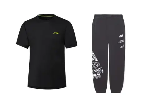 Li Ning Casual Sportswear Men's Black Crew Neck Moderate