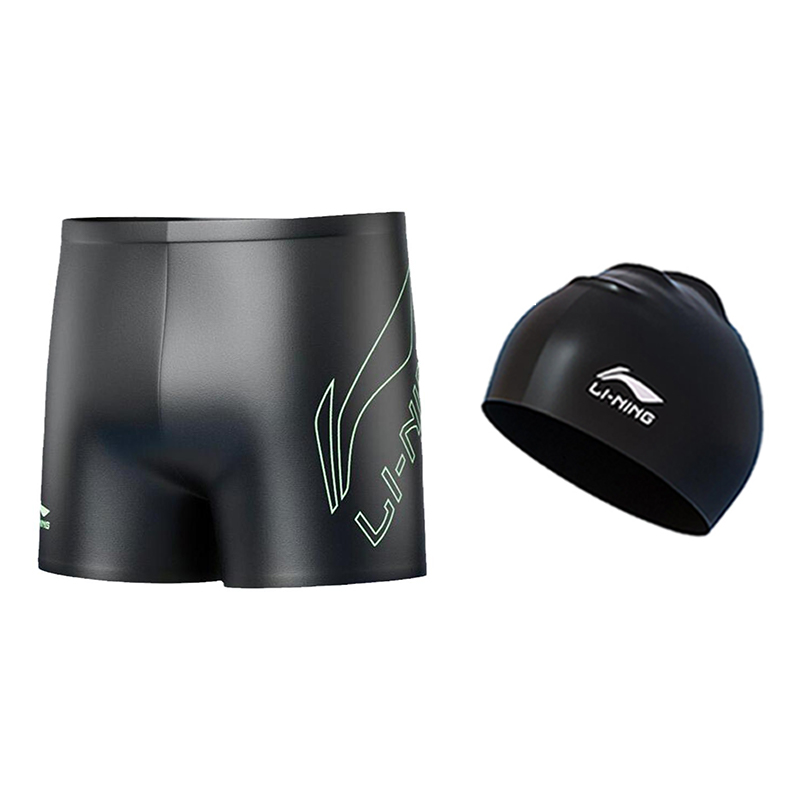 Li Ning Sports Life Collection Swimming Shorts Men's Black Green Style