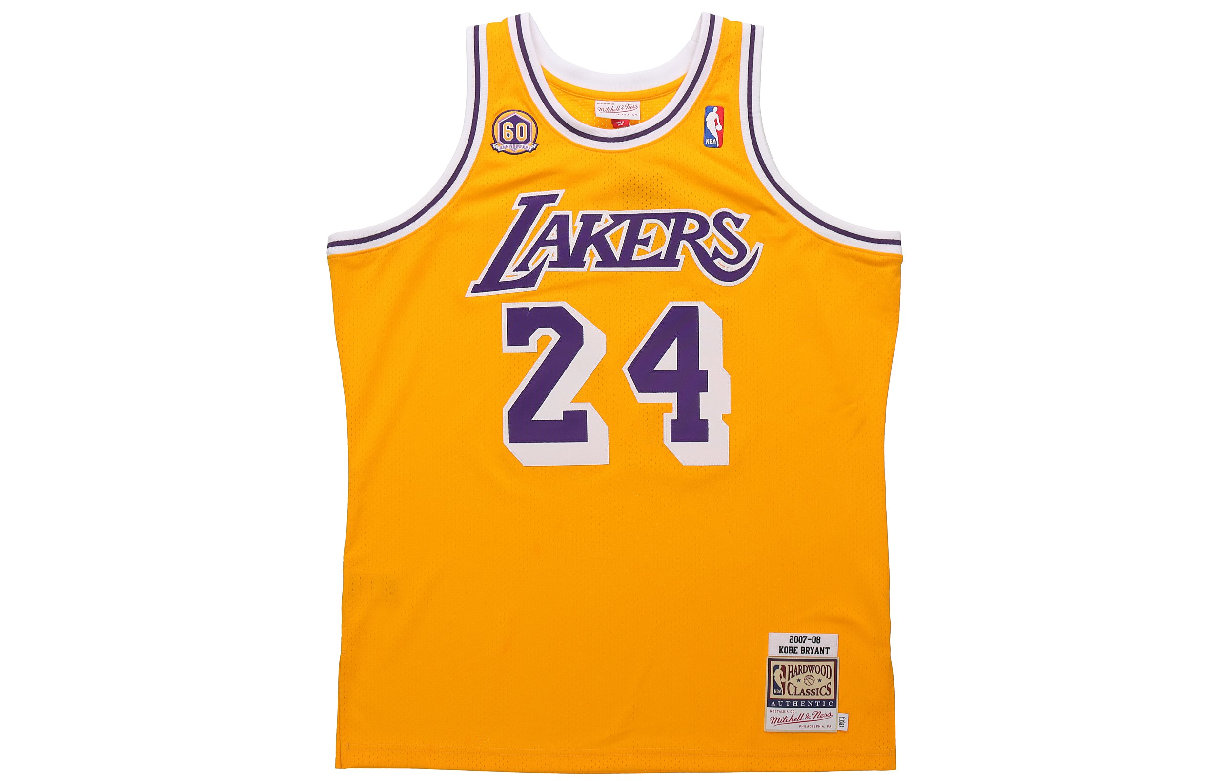 Mitchell & Ness Lakers NBA AU Player Edition 2007-08 Season Kobe No. 24 Retro Comfortable Sports Basketball Vest Men's Yellow