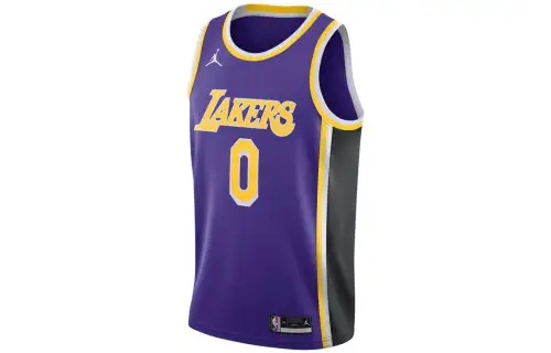 Jordan NBA team name printed breathable jersey SW fan version announced limited to Lakers Kuzma No. 0 basketball vest men's purple